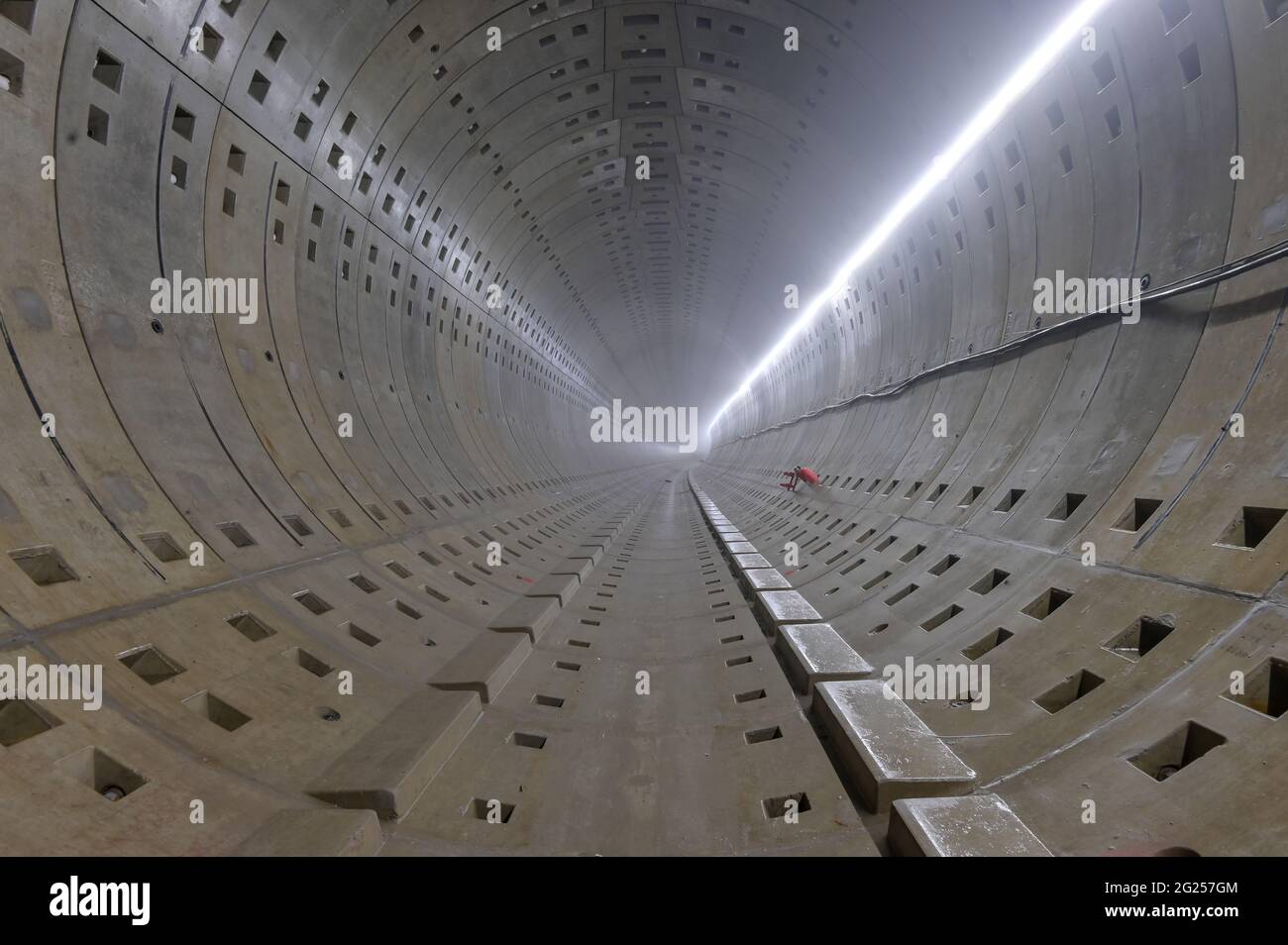 All'interno di un tunnel sotterraneo incompiuto Foto Stock