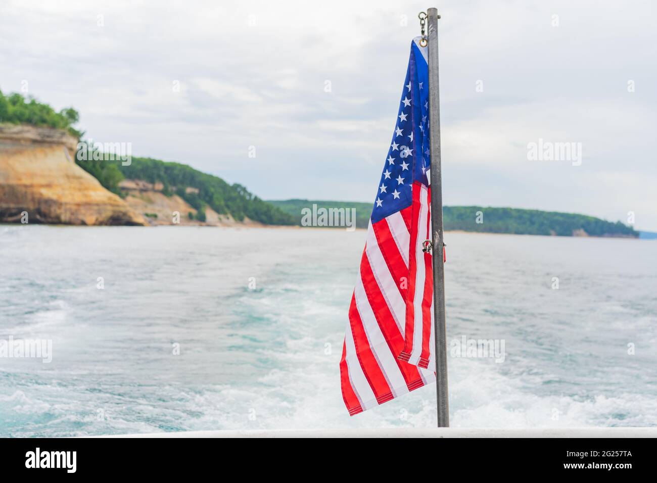 Bandiera degli Stati Uniti nella penisola superiore del Michigan Foto Stock