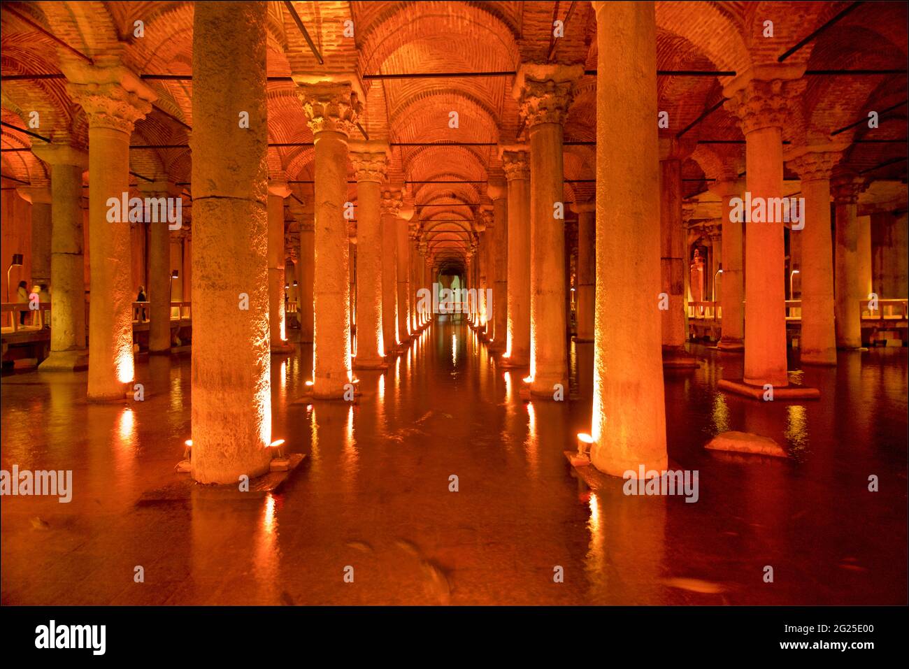 La Cisterna Basilica, o Cisterna Basilica (in turco: Yerebatan Sarnõcõ o Yerebatan Saray). Istanbul, Turchia. Carpa nella cisterna. Foto Stock