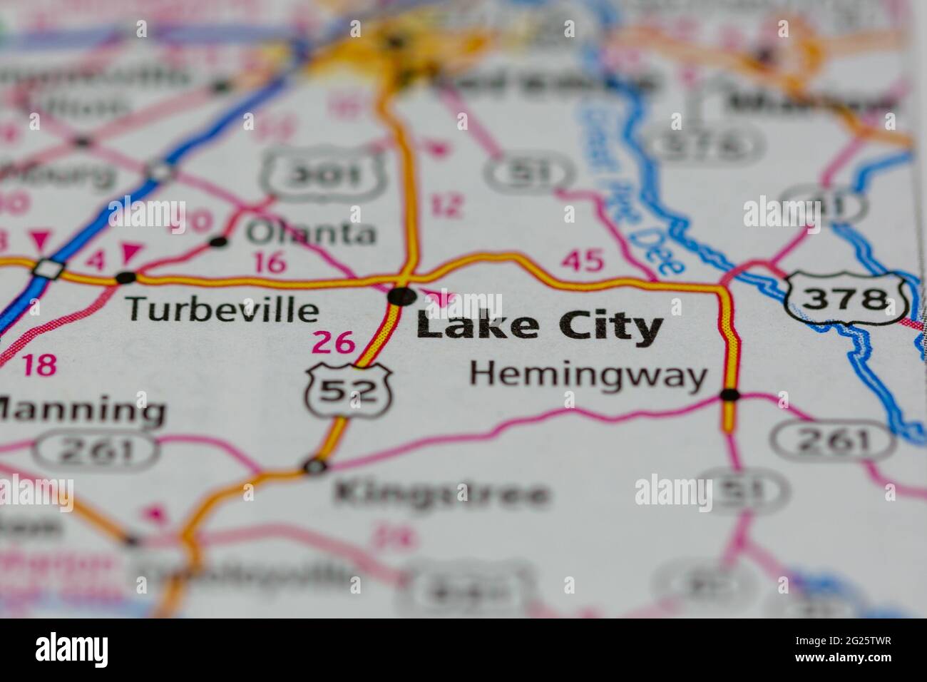 Lake City South Carolina USA è visualizzata su una mappa stradale o su una mappa geografica Foto