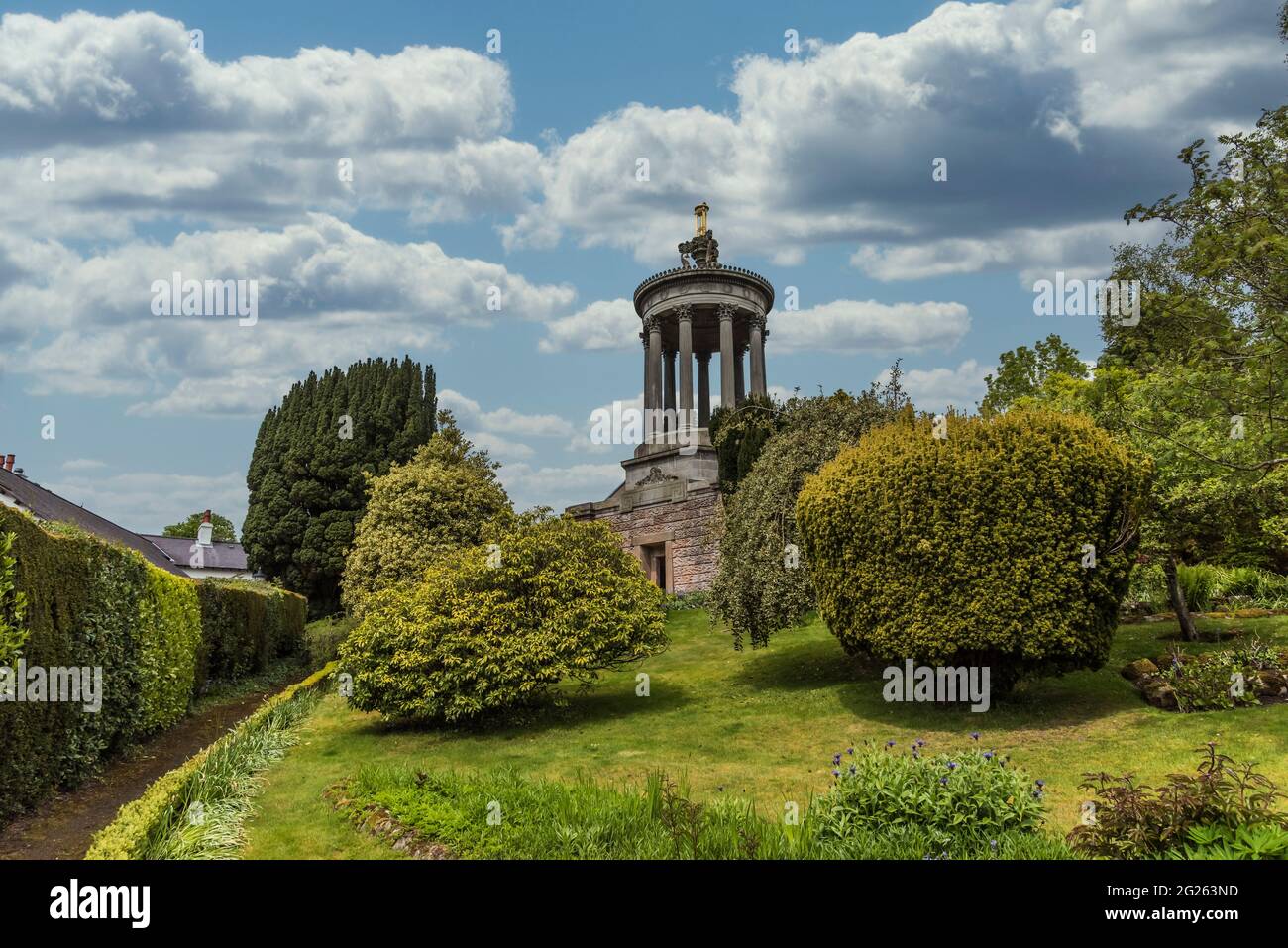 Scozia. I giardini commemorativi Robert Burns a Alloway in Ayrshire, Scozia, dedicati al famoso poeta e autore Foto Stock