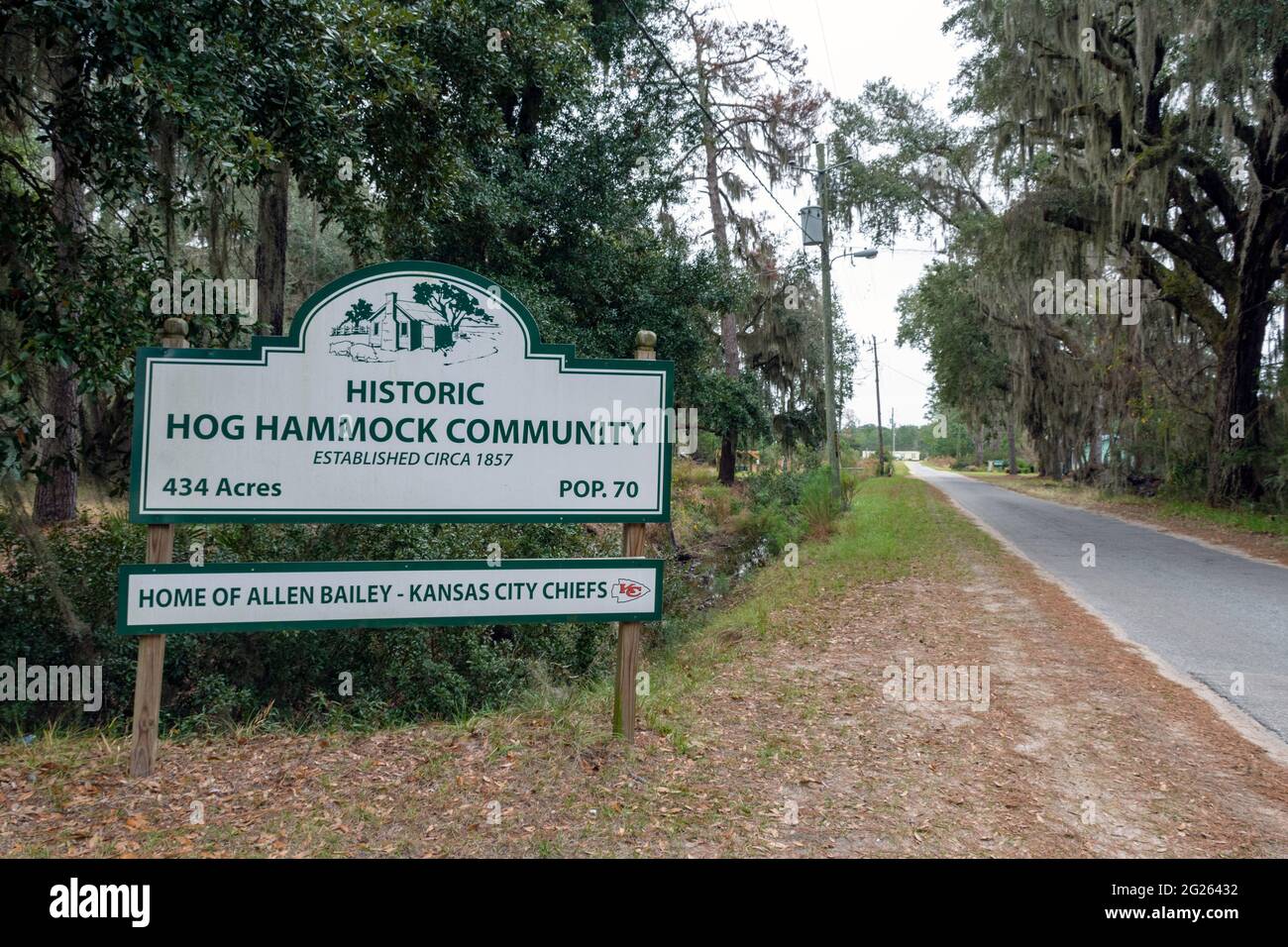 La comunità di Hog Hammock è la casa ancestrale del popolo Gullah Geechee, discendenti afroamericani di schiavi. Foto Stock