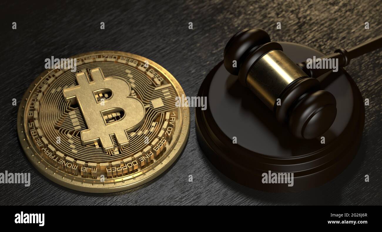 NFT Token non fungibile Bitcoin digitale Crypto Currency Law Avvocato regolamento con Judge Hammer Foto Stock