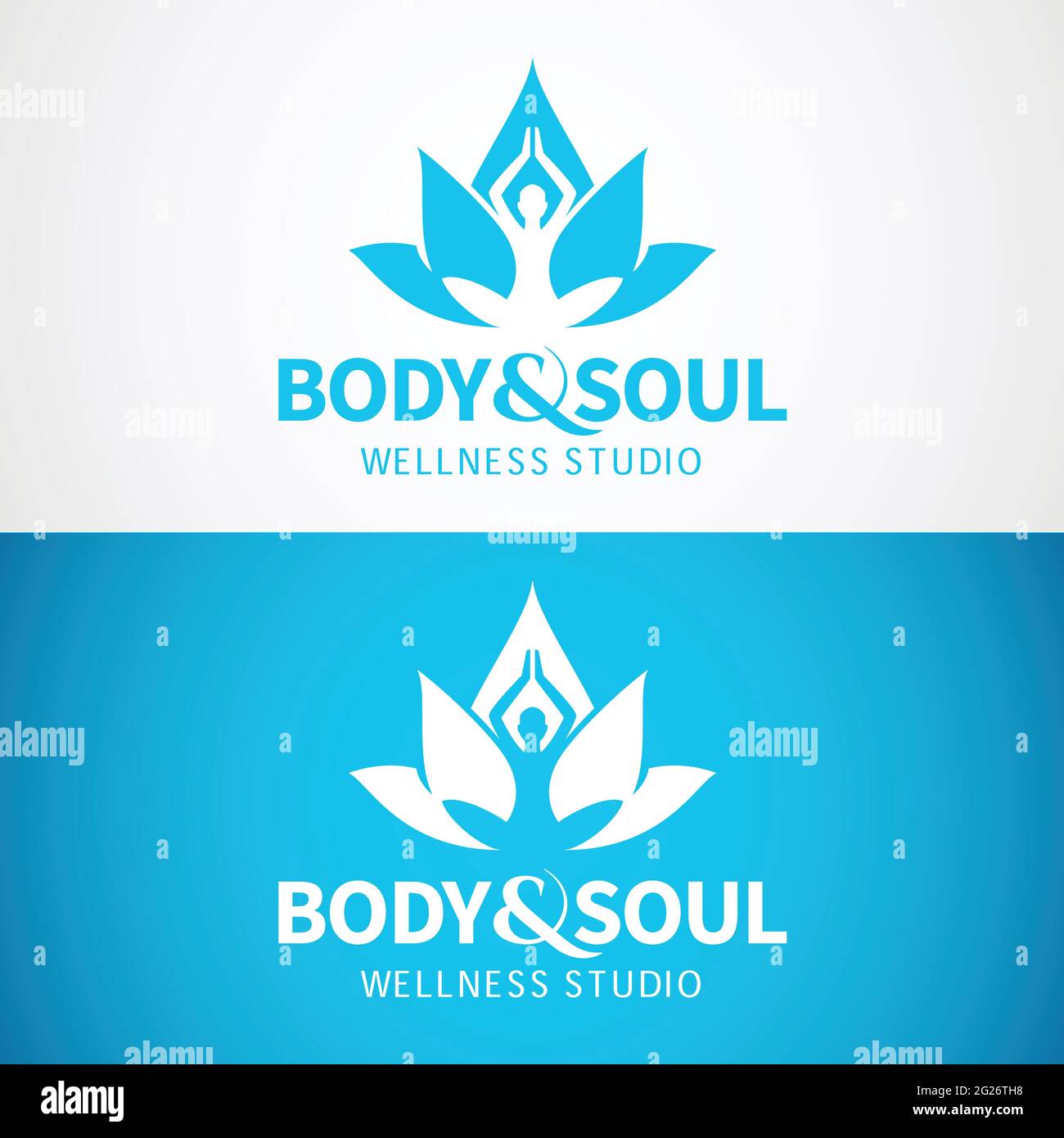 Vector yoga, wellness, modello logo studio spa. Silhouette donna e fiori di loto illustrazione. Illustrazione Vettoriale