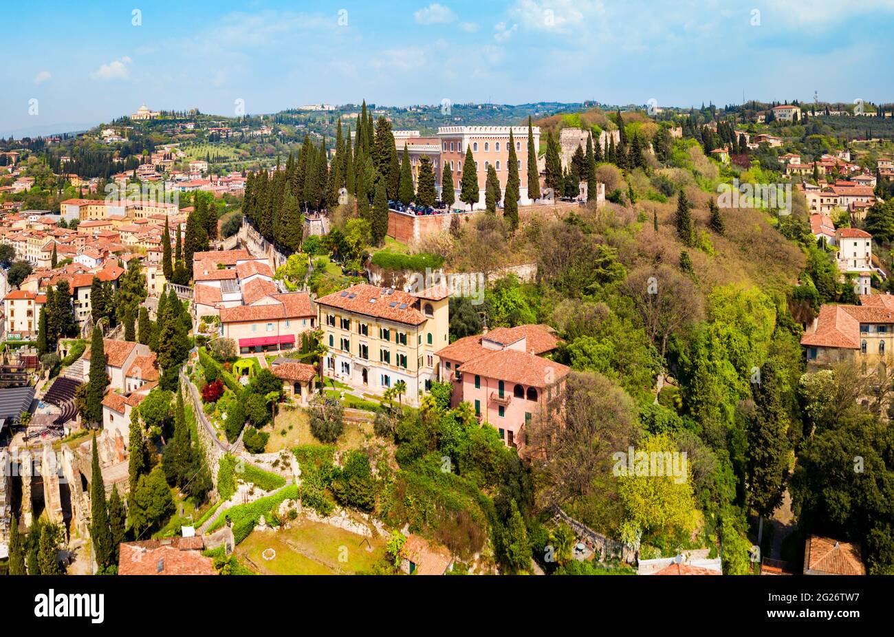 San Pietro è un antico castello di Verona, regione Veneto in Italia Foto Stock