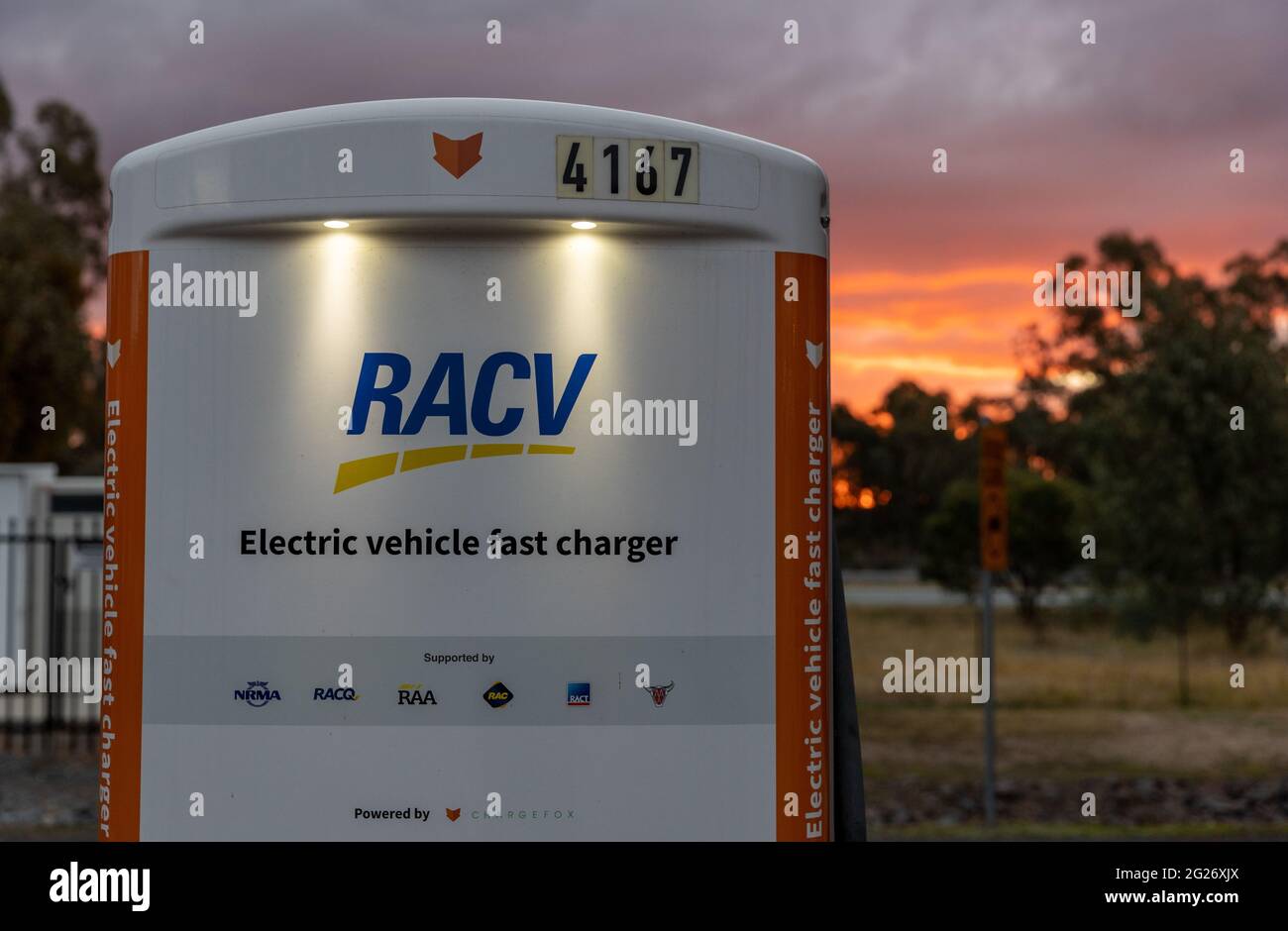 Stazione di ricarica per veicoli elettrici, Euroa, Victoria Foto Stock