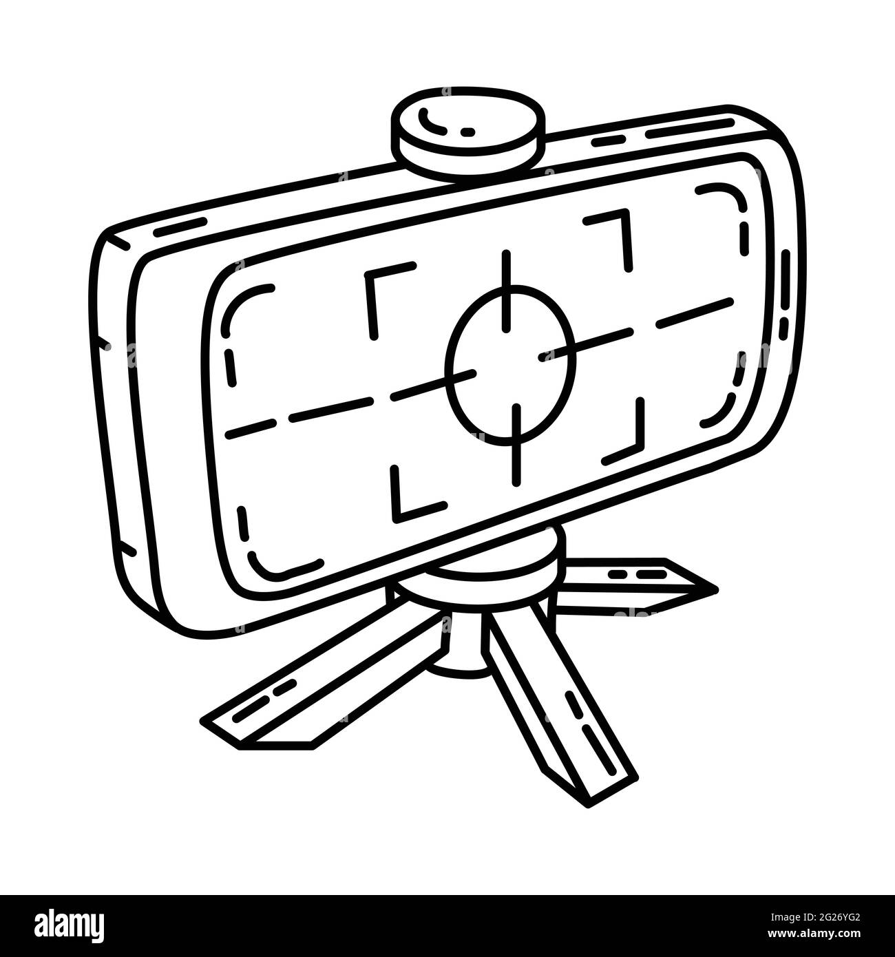 Obiettivo di messa a fuoco fa parte del set di icone vettoriali disegnate a mano per le attività di trasmissione. Illustrazione Vettoriale
