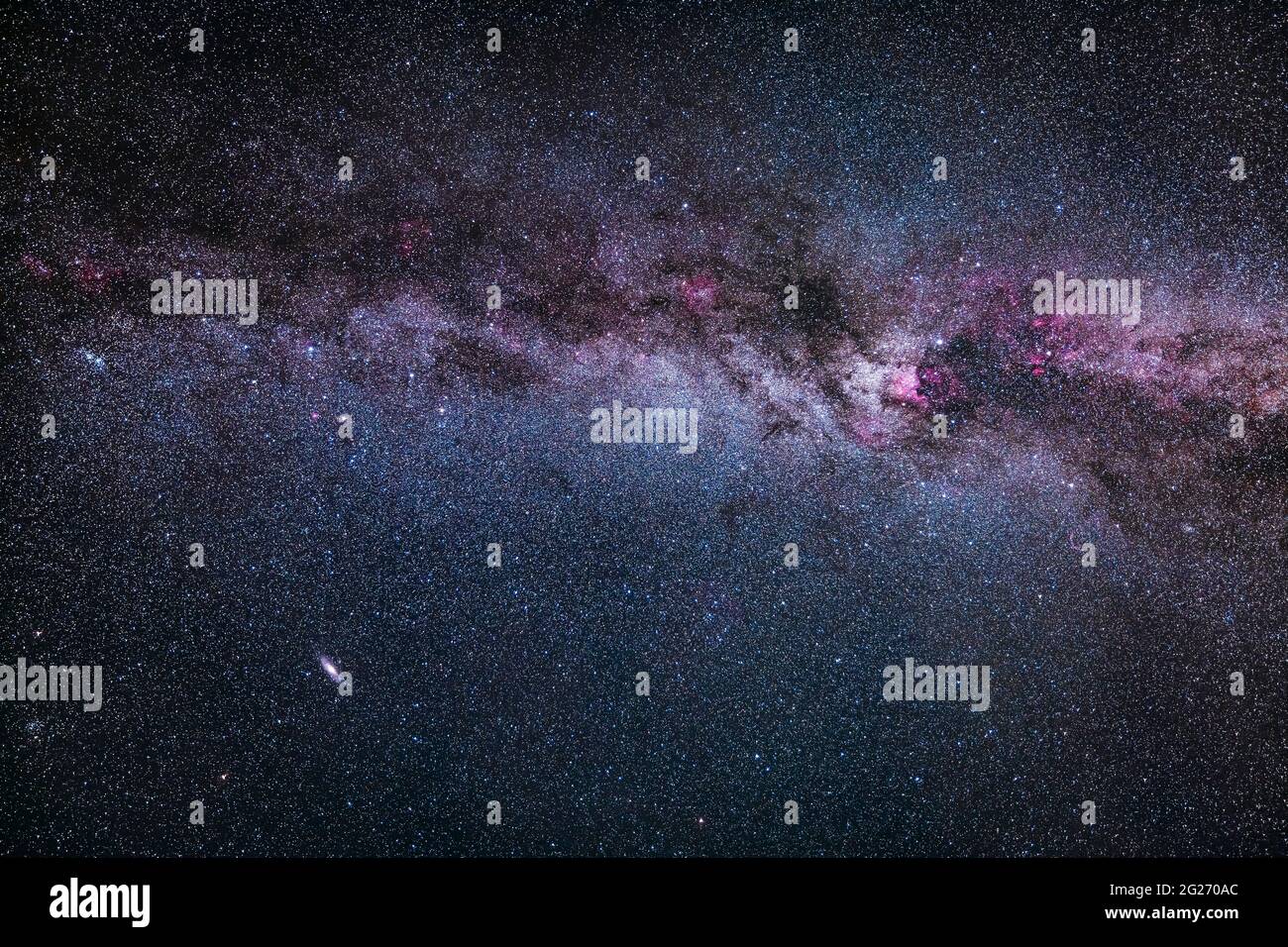 La Via Lattea nord autunno da Perseo a sinistra a Cignus a destra. Foto Stock