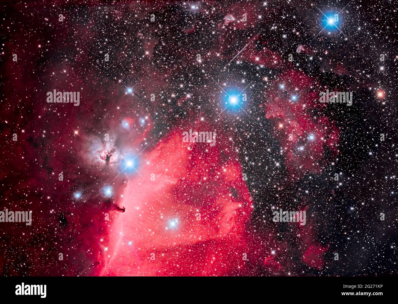 La cintura di Orione e la Nebula testa a Cavallo. Foto Stock