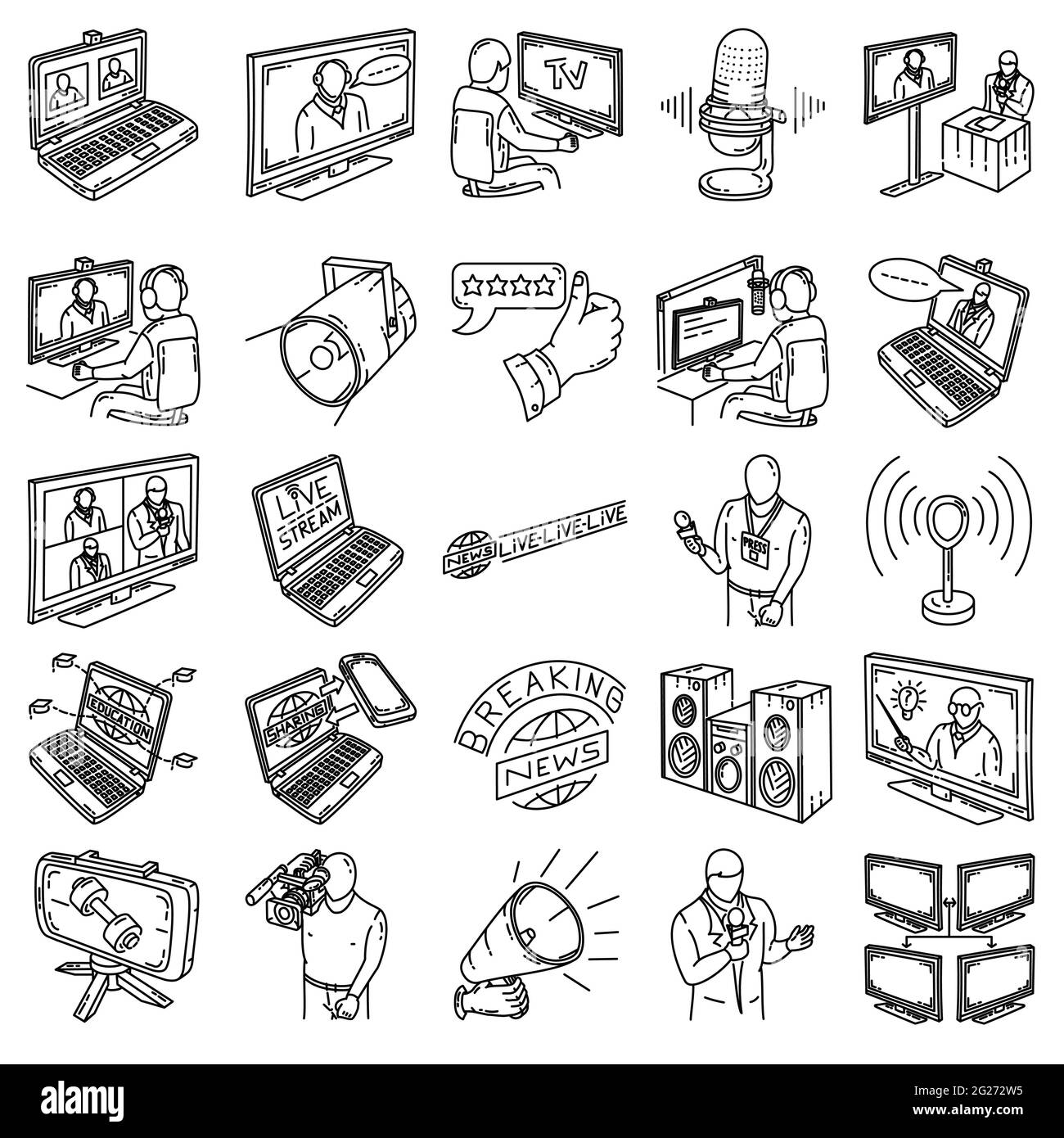 Trasmissione - 2 attività e apparecchiatura dispositivo disegnata a mano icona Imposta vettore. Illustrazione Vettoriale