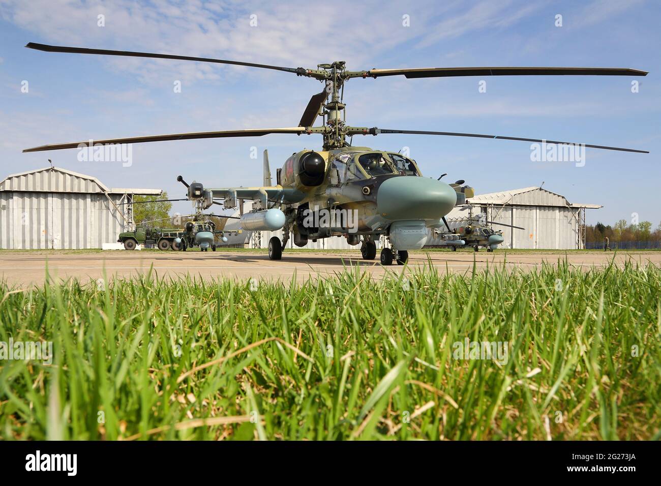 Ka-52 elicottero attacco alligatore dell'aeronautica russa, Kubinka, Russia. Foto Stock