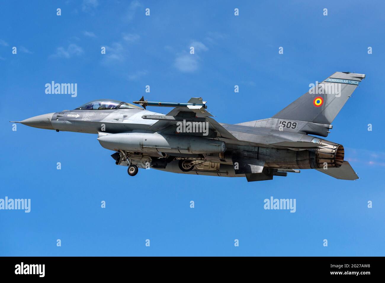 Air Force rumena F-16AM Fighting Falcon decollo. Foto Stock