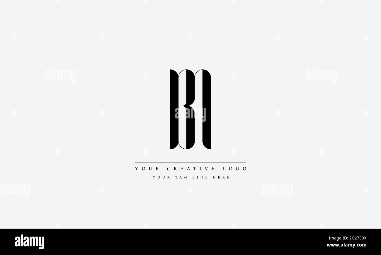 BN NB modello monogramma del logo vettoriale astratto Illustrazione Vettoriale