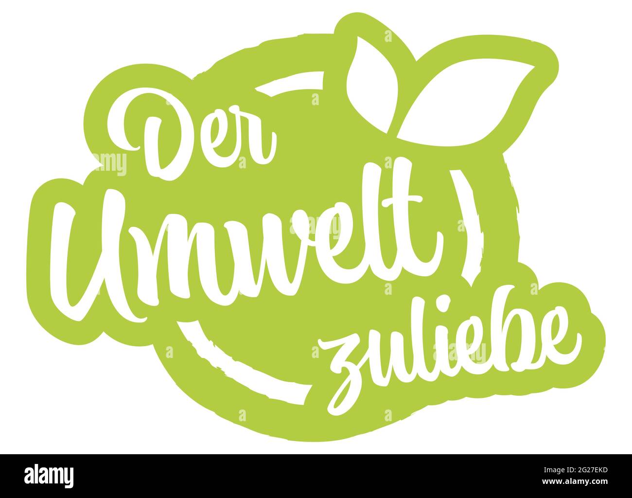file vettoriale eps moderno francobollo rotondo verde con foglie, testo bianco per l'ambiente (testo in tedesco) Illustrazione Vettoriale