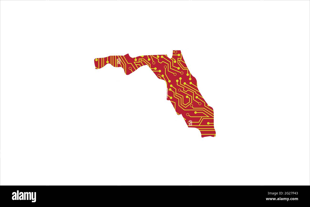 Simbolo dell'illustrazione del logo dell'icona della rete tecnologica del paese della Florida Illustrazione Vettoriale