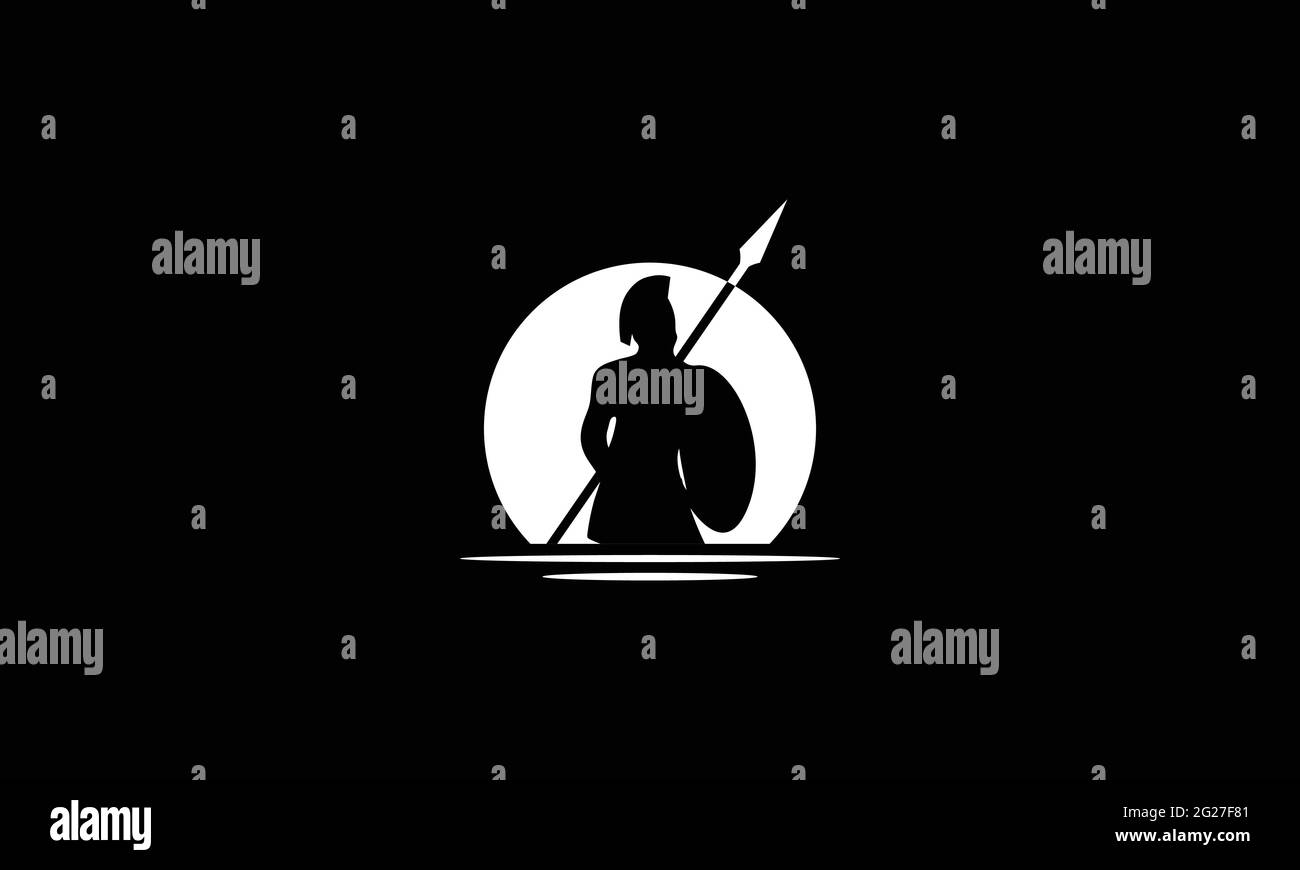 Silhouette guerriero spartano modello di illustrazione vettoriale icona design Illustrazione Vettoriale