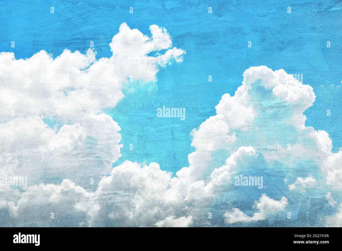 Immagine in stile retrò di cielo blu e nuvole Foto Stock