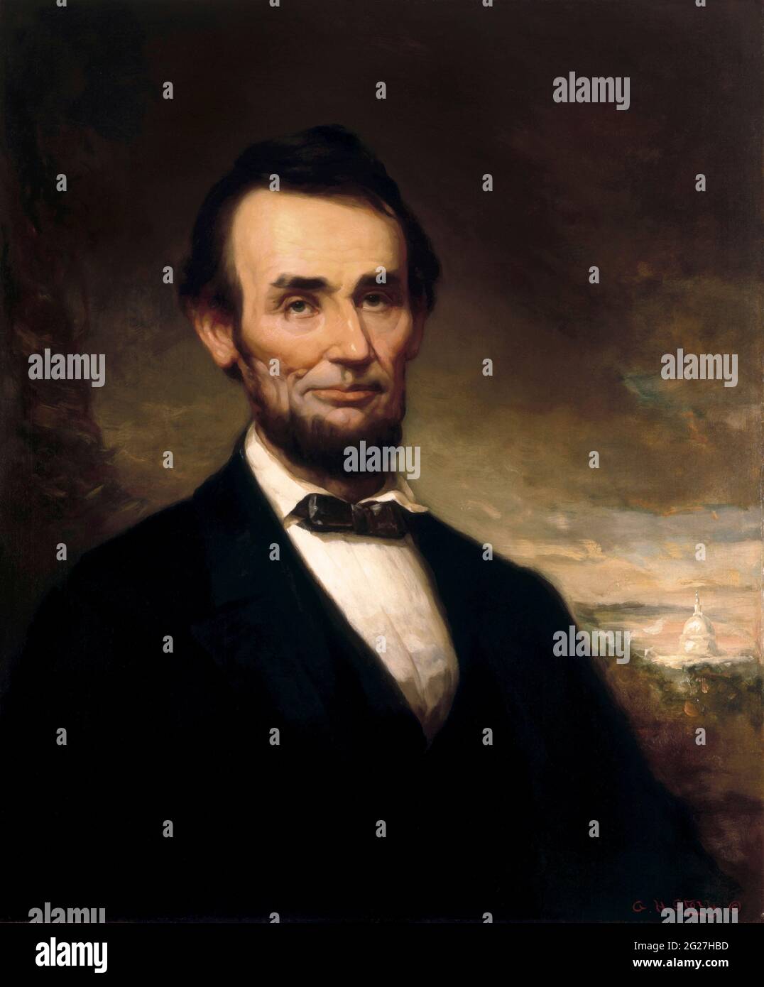 Ritratto presidenziale del 16° presidente degli Stati Uniti, Abraham Lincoln. Foto Stock