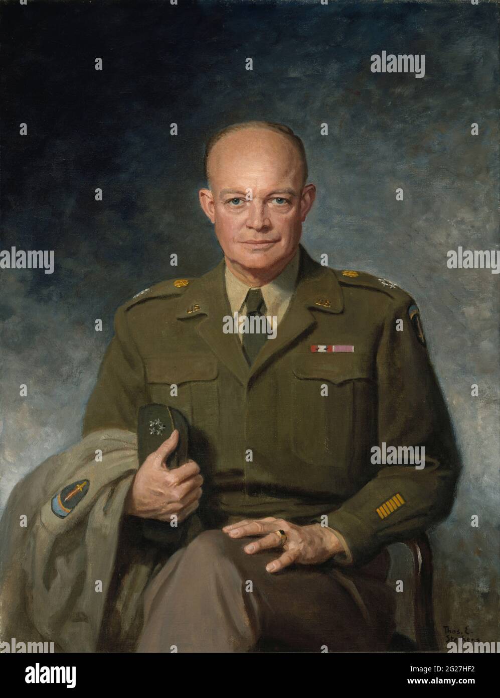 Ritratto di Dwight D. Eisenhower, 34° presidente degli Stati Uniti. Foto Stock