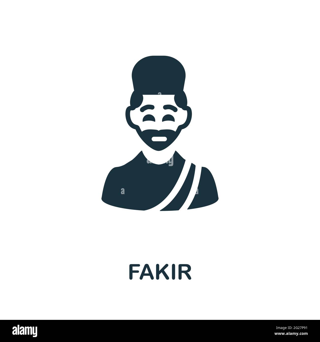 Icona fakir. Elemento semplice monocromatico della raccolta fortune teller. Icona Creative Fakir per web design, modelli, infografiche e altro ancora Illustrazione Vettoriale