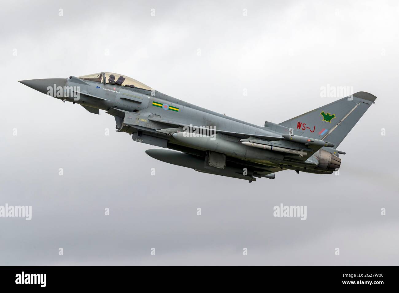 Decollo di un Royal Air Force Eurofighter Typhoon. Foto Stock