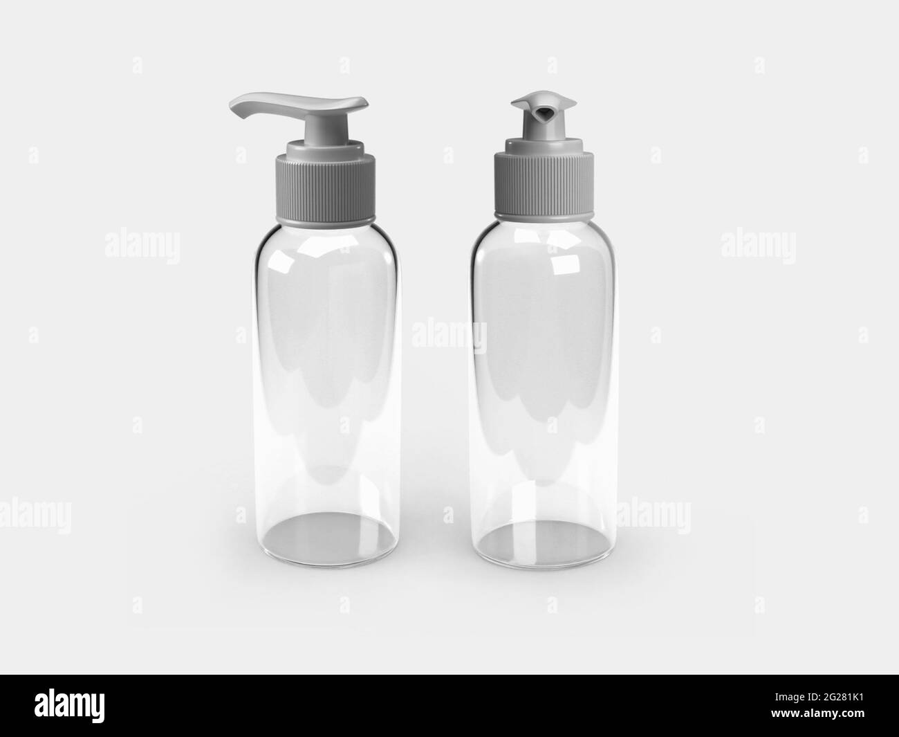 Flacone pompa igienizzatore Illustrazione 3D scena di Mockup su sfondo isolato Foto Stock