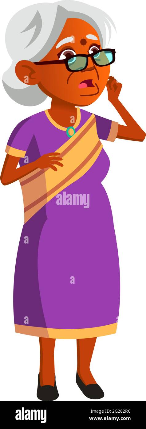 età matura donna indiana scioccata dal tasso sulle pillole di medicina vettore cartoon Illustrazione Vettoriale