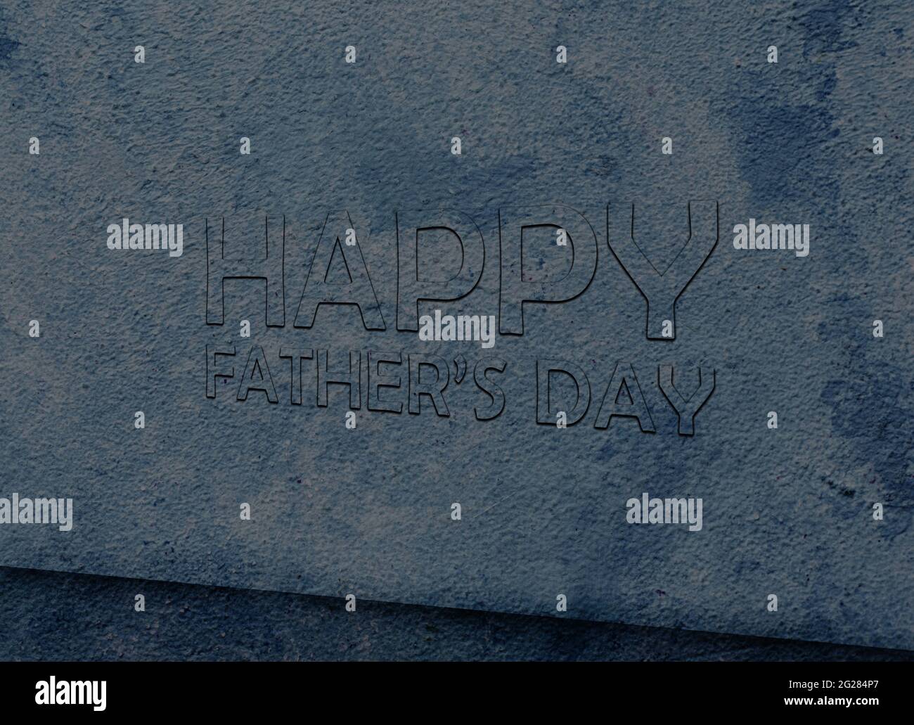 Happy Father's Day inciso in grugia Textured Wall. Visualizzazione 3D. I saluti del giorno dei padri sono presenti. Texture sfondo 3D Wall Foto Stock