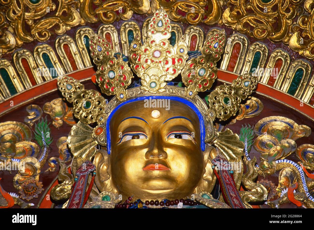 Statua del Buddha di Gautama, Buddha presente, Monastero di Erdene Zuu, Karakorum, Mongolia Foto Stock