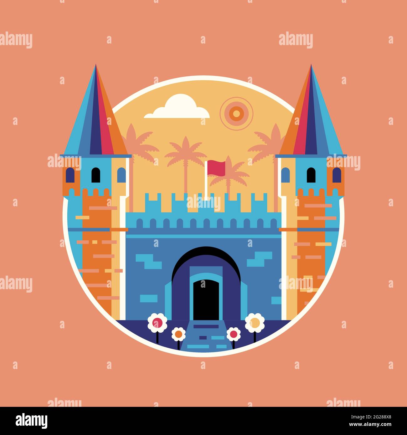 Topkapi Palace Istanbul icona di viaggio in appartamento Illustrazione Vettoriale