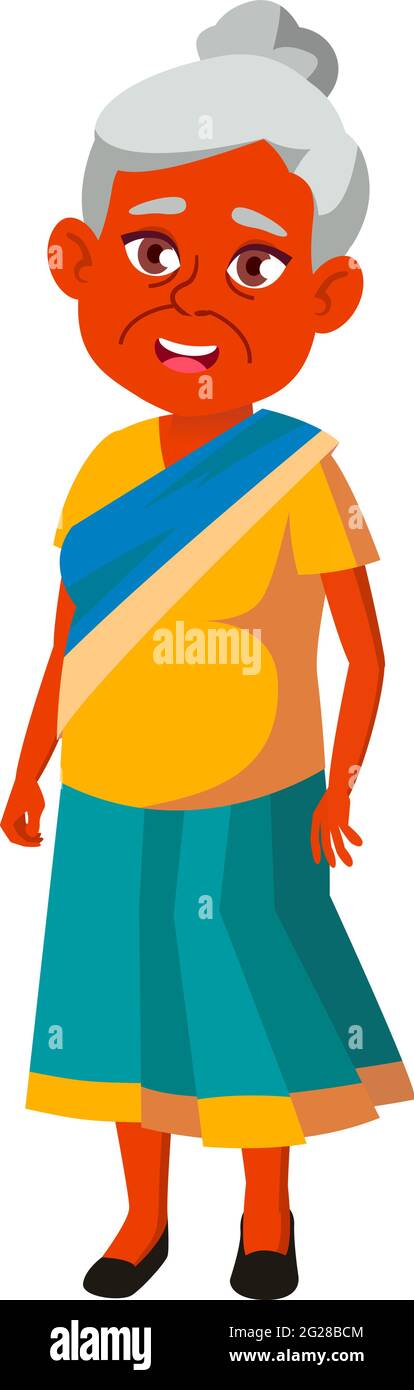 sorridente signora indiana invecchiata sul vettore cartoon festival Illustrazione Vettoriale