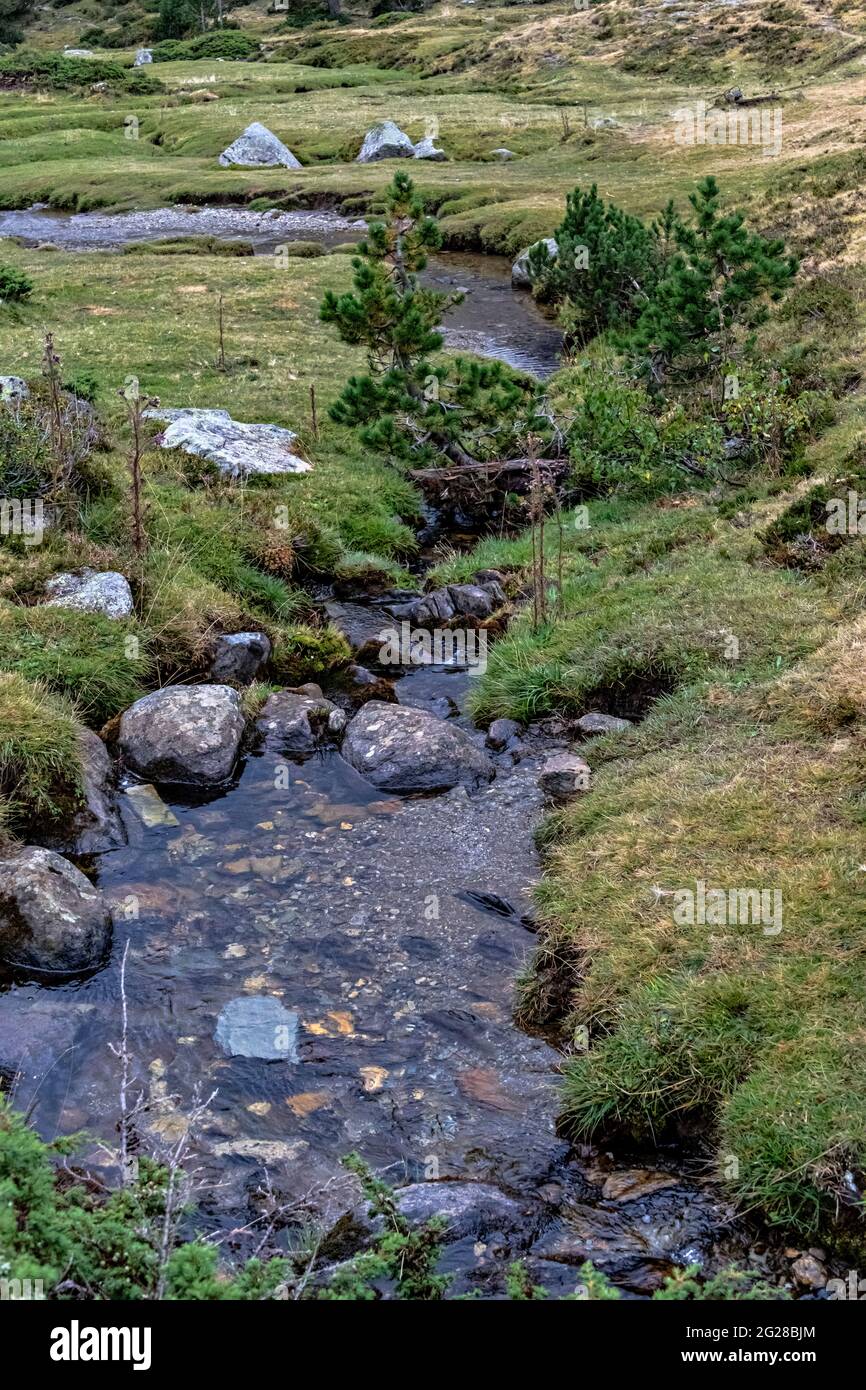 In rotta per Estany Gerber, Pallars Sobira, Lleida, Lerida, Catalogna, Spagna. Foto Stock