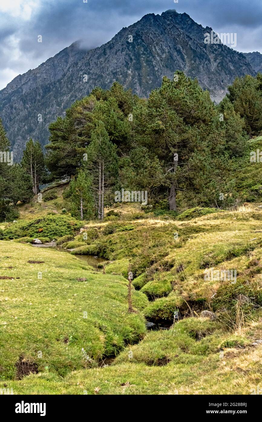 In rotta per Estany Gerber, Pallars Sobira, Lleida, Lerida, Catalogna, Spagna. Foto Stock