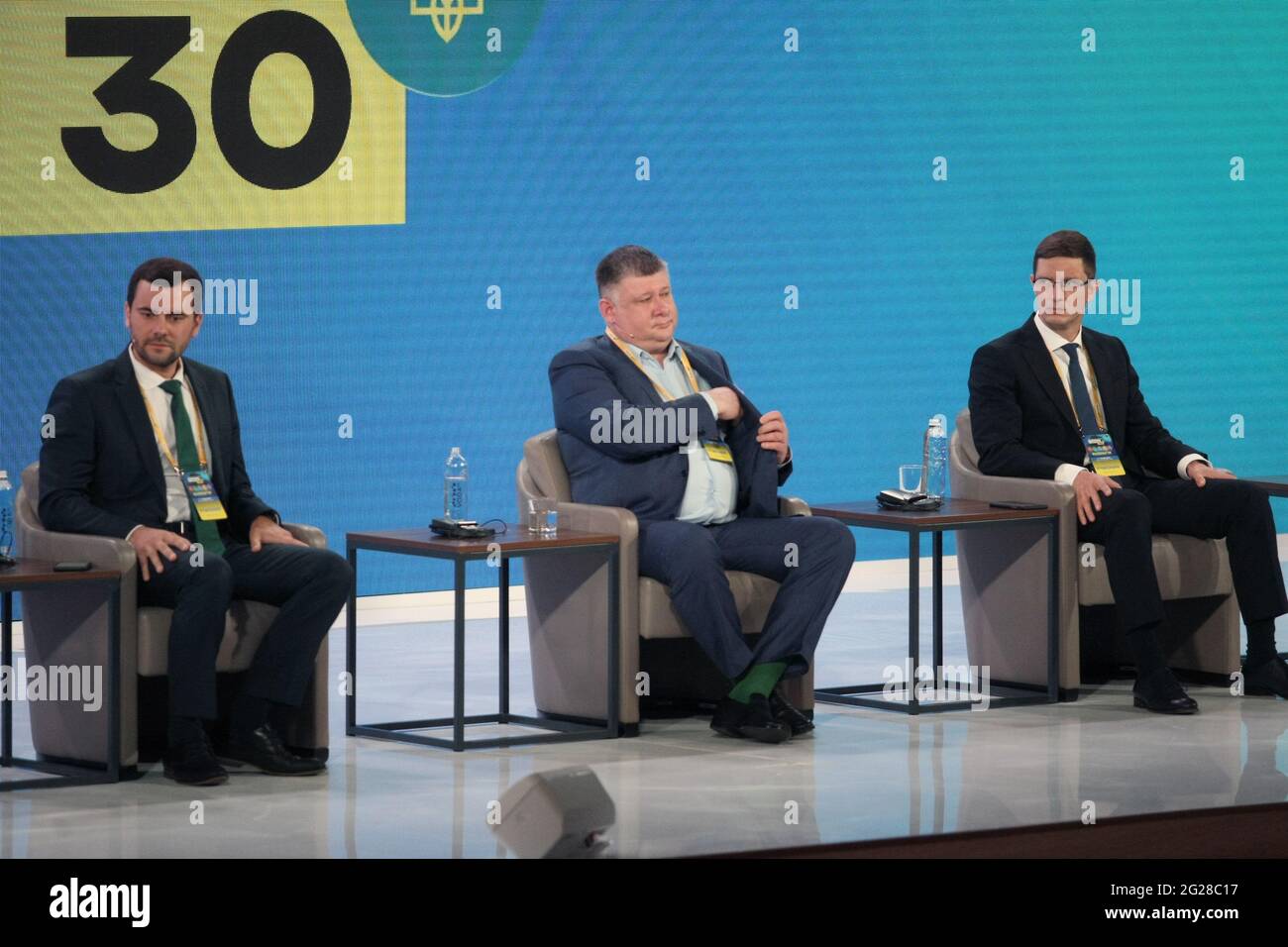 KIEV, UCRAINA - 9 GIUGNO 2021 - Vice Presidente della Verkhovna Rada del Comitato Ucraina per la politica ambientale e la gestione della natura Oleksandr Mari Foto Stock