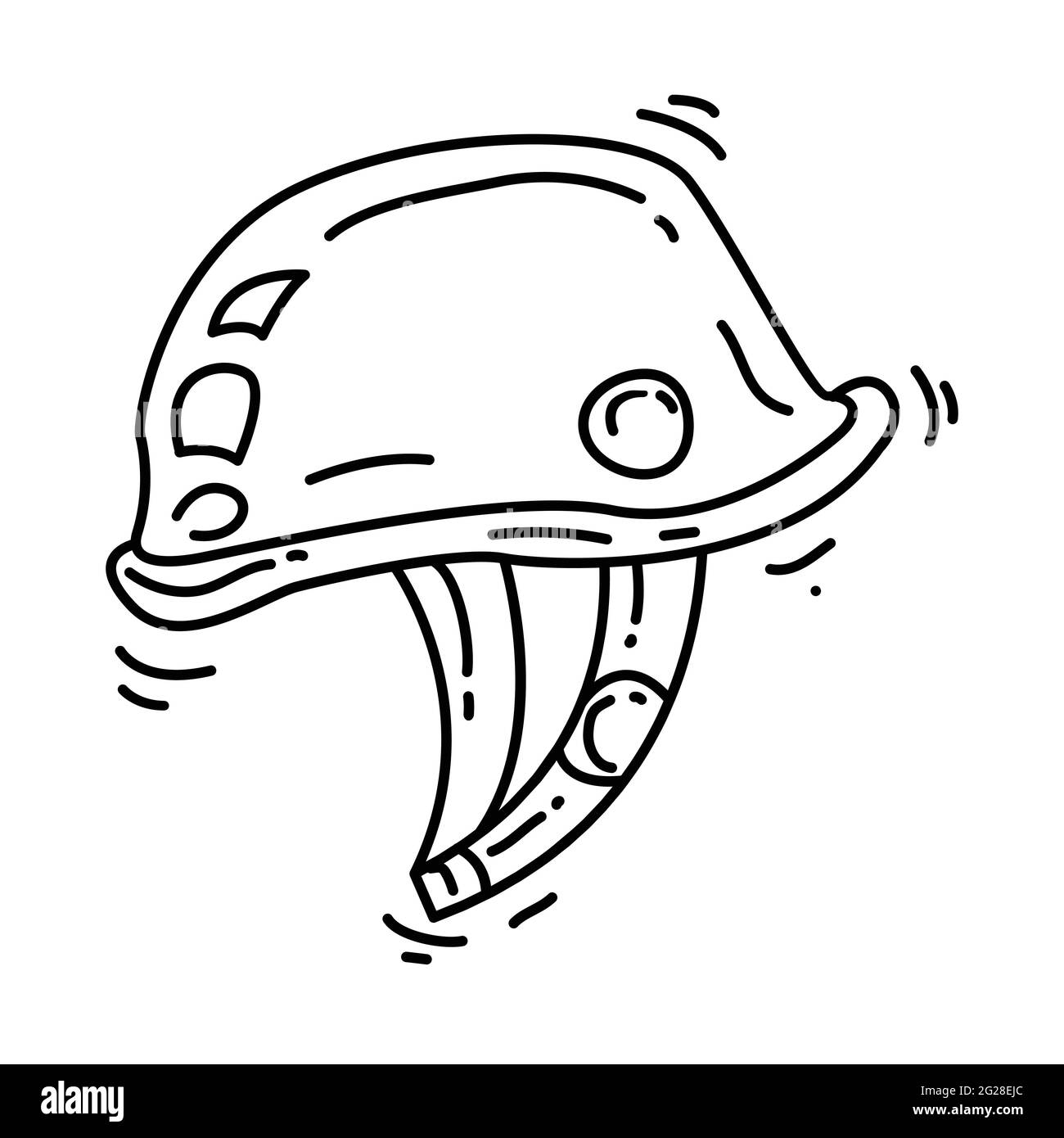 Guida avventura escursionistica, viaggio, campeggio. Disegno icona disegnata a mano, contorno nero, icona vettore doodle icona Illustrazione Vettoriale