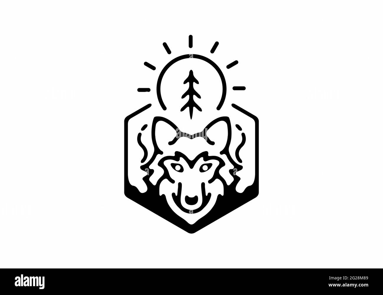 Testa Wolf con design a testa esagonale Illustrazione Vettoriale