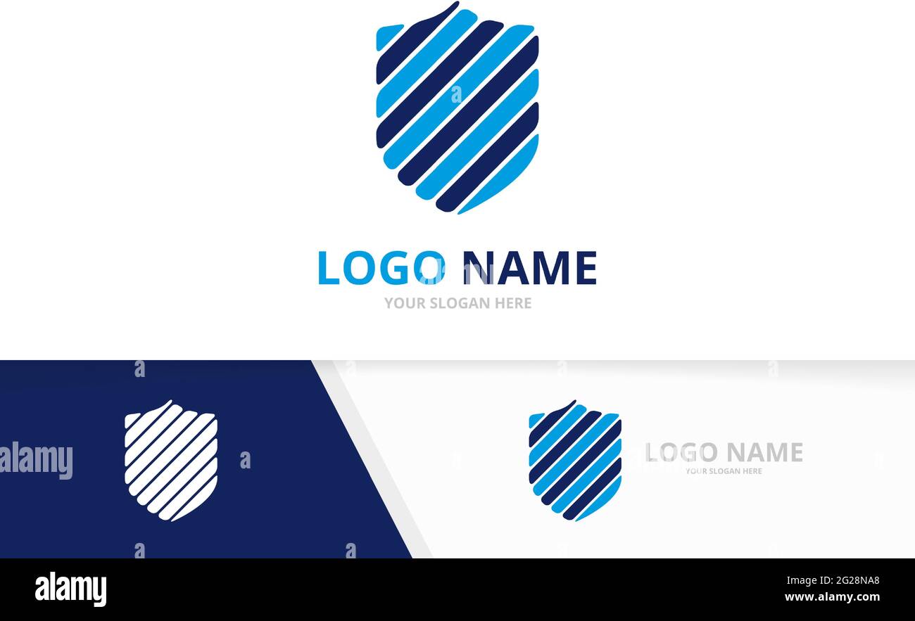 Logo Vector Premium Shield. Modello di progettazione del logotipo di protezione. Illustrazione Vettoriale