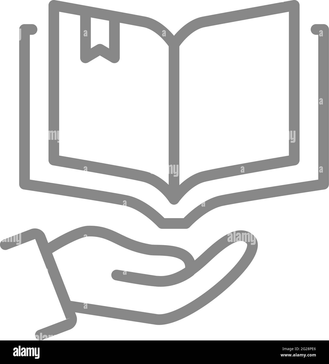 Aprire l'icona del libro sulla linea manuale. Enciclopedia, brainstorm, simbolo  libreria Immagine e Vettoriale - Alamy