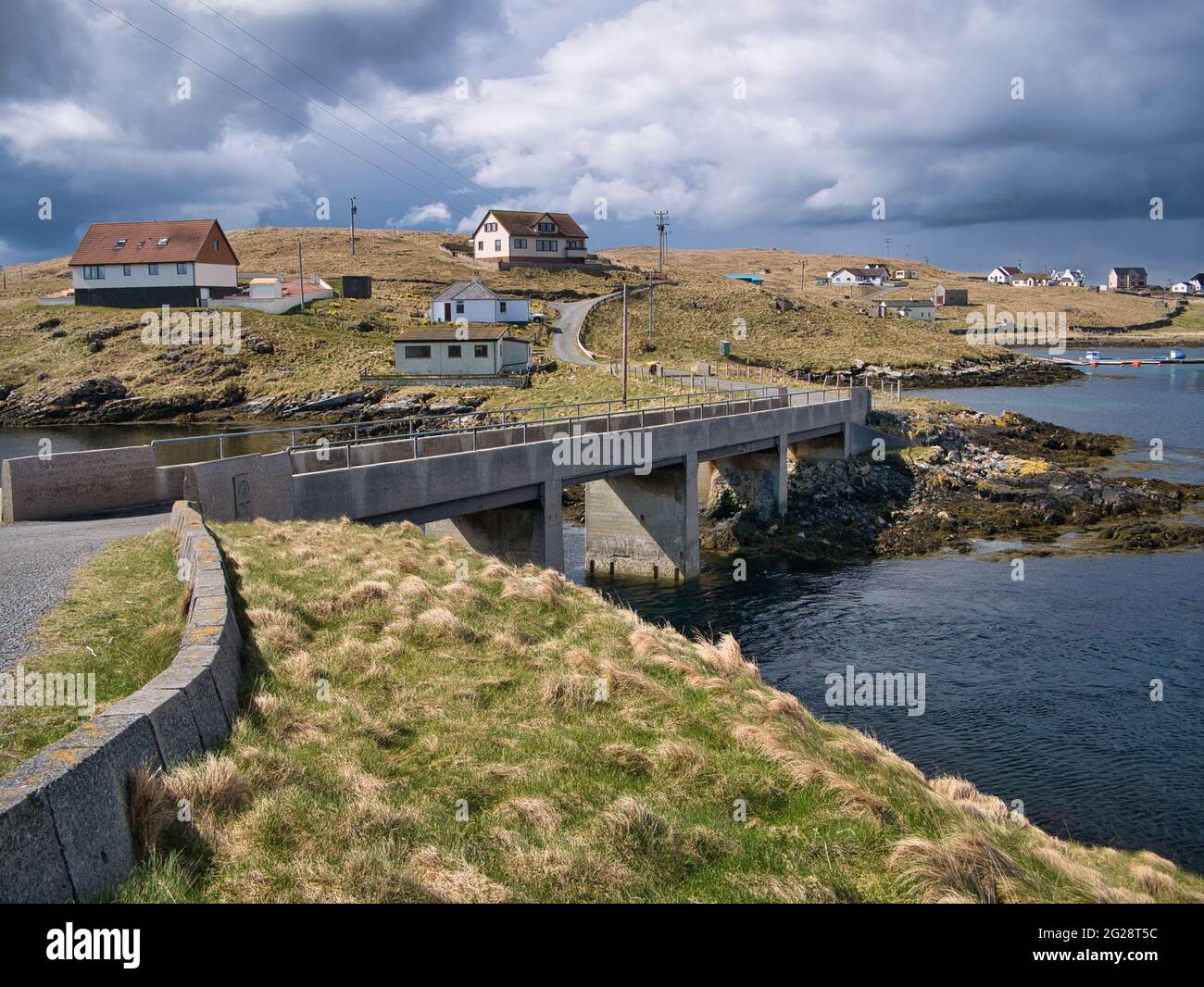 Le remote comunità insulari di Housay e Buray nel gruppo insulare di out Skerries, Shetland, la parte più settentrionale del Regno Unito. Foto Stock