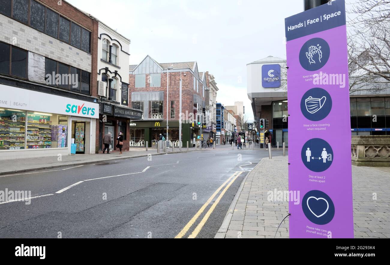 Centro di Middlesbrough, immagine del 4 gennaio 2021 Foto Stock