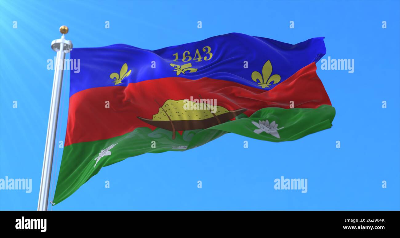 Bandiera di Cayenne, capitale della Guiana francese, rendering 3d Foto Stock