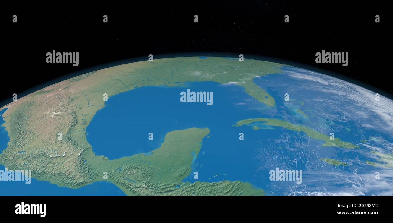 Golfo del Messico visto dallo spazio esterno nel pianeta terra Foto Stock