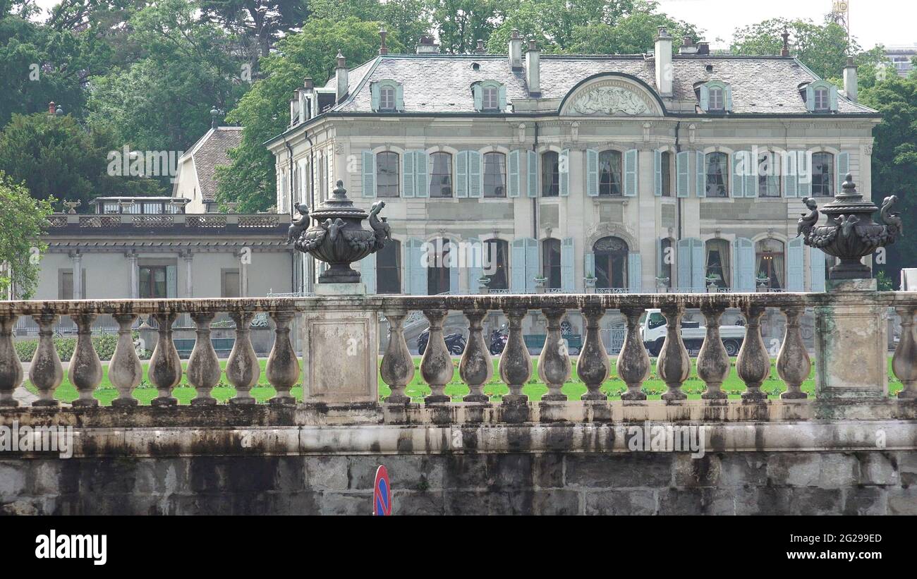 Vertice di Biden Putin 16 giugno 2021 luogo d'incontro: Edificio (Villa la Grange) in un parco pubblico (parc la Grange Eaux-Vives) a Ginevra Svizzera Foto Stock