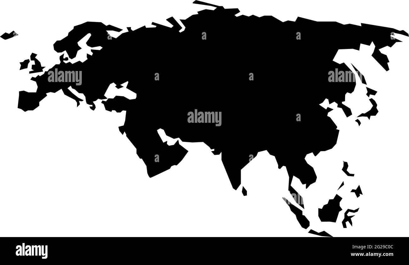 Sagoma ruvida dell'Europa e dell'Asia, continente isolato su illustrazione vettoriale bianca Illustrazione Vettoriale