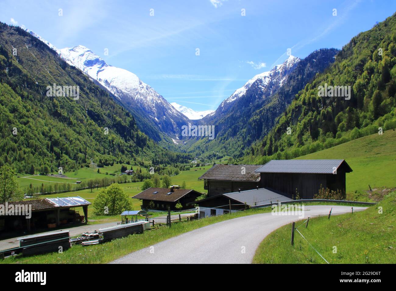 Vista delle Alpi vicino a Kaprun verso il Kitzsteinhorn Foto Stock