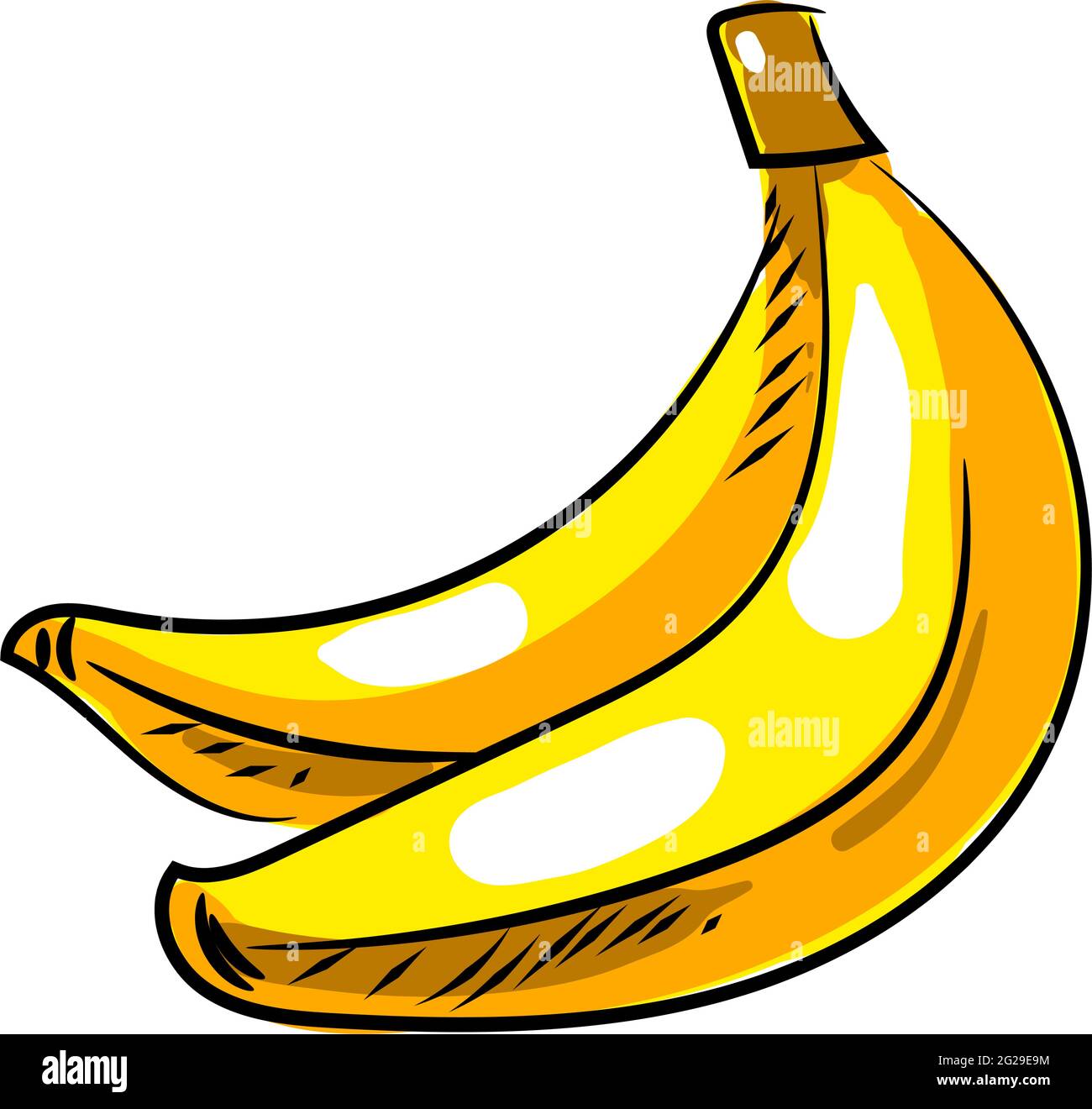 Icona di illustrazione vettoriale banana cartone animato isolato su bianco Illustrazione Vettoriale