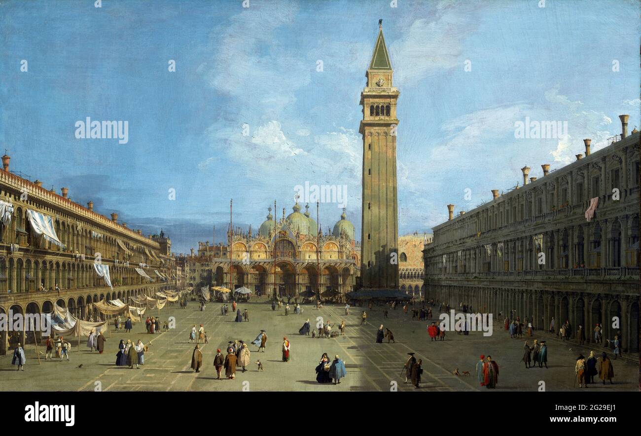 Piazza San Marco di Canaletto (canale Giovanni Antonio - 1697-1768), olio su tela, fine 1720 Foto Stock