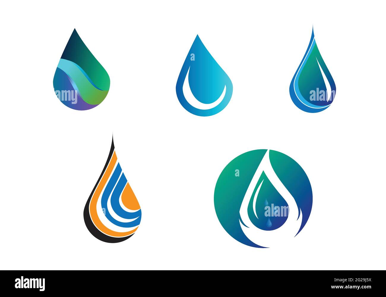 Modello vettoriale per il design del logo Creative Water Drop. Illustrazione Vettoriale