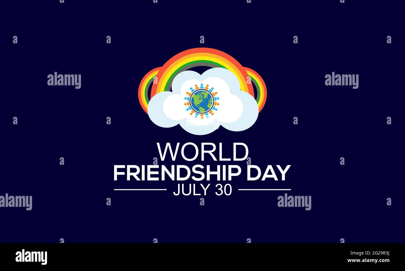 Il concetto di banner del giorno dell'amicizia mondiale è stato osservato ogni luglio 30. Sfondo del giorno dell'amicizia, banner, poster, modello della campagna di consapevolezza delle carte. Illustrazione Vettoriale