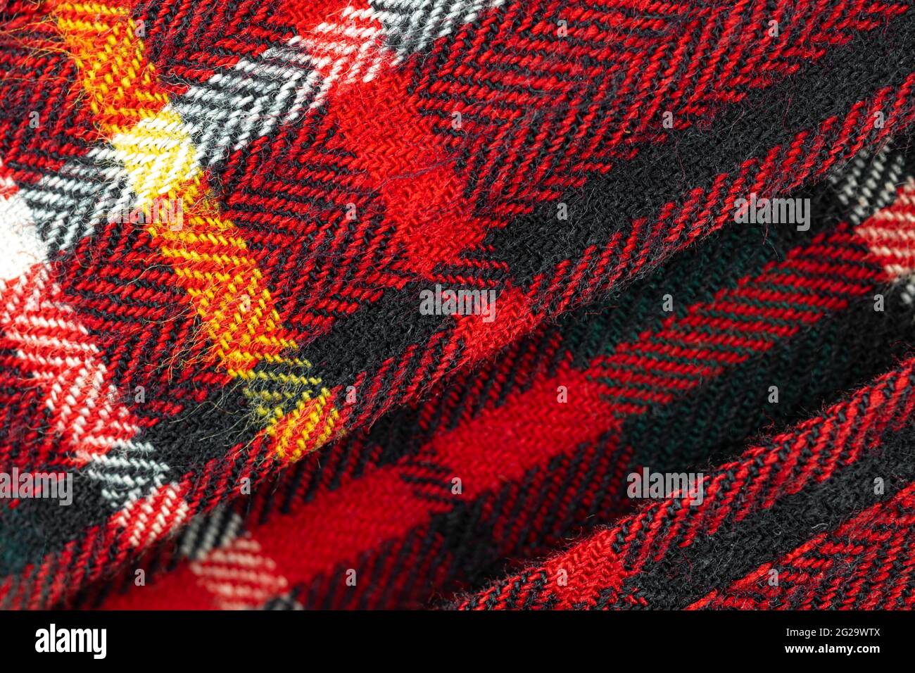 Motivo a scacchi rosso, motivo motivo a tartan ad alta risoluzione tessuto tessuto tessuto tessuto tessuto tessuto tessuto e cotone, primo piano foto Foto Stock